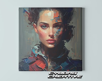 Arte de retrato de mulher, arte ai, arte digital de robô, arte digital, download digital, arte para impressão, arte de parede digital, impressão futurista
