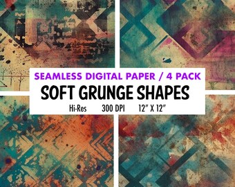 Texturas Grunge desgastadas, papel digital grunge, papel de álbum de recortes de textura azteca vintage, fondos angustiados, descarga instantánea digital, papel envejecido