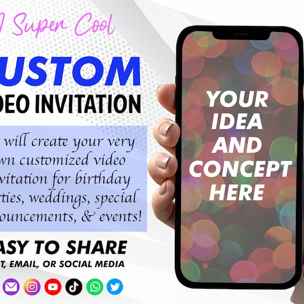 Custom Video Invitation | Personalized  Animated Invitation | Custom Video Evites | Personalized Animated Video Invite Online Invite For Her