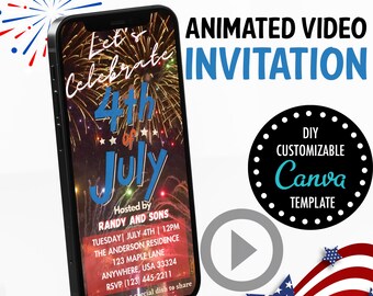 4th Of July Invitation Digital 4th of July Evite 4th of July Invitation Digital Party In the USA Invitation 4th of July DIY Canva Template
