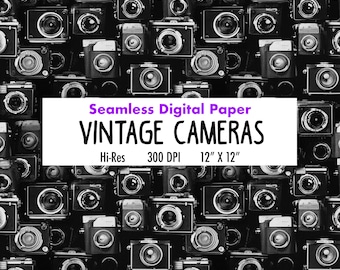 Papel digital de cámara vintage, patrón único sin costuras, impresiones fotográficas, papel digital genial, álbum de recortes, papel digital de película, papel KOdak