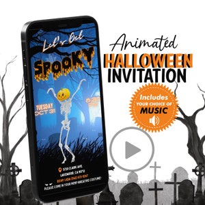 Spooky party Animated Halloween Invitation, Halloween Party Video Invitation, Spooky Invite, DIY Editable Electronic Phone Text Invite sms