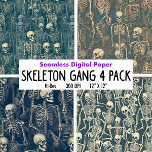 Seamless Skull Pattern, Commercial Use, SKELETON Download, Tile Patterns | Instant Download Skulls Halloween Textile, Goth design