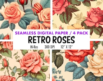 Roses Flowers Digital Paper Junk Journal Paper Pack Printable Patterns Rose Digital Paper Printable Collage Sheet Commercial Use Shabby Chic