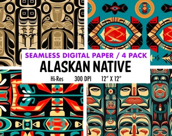 Patrones nativos Diseños tribales Fondos tribales Papel digital Inuit de alta calidad Navajo Patrones nativos americanos Inuit indio Pape digital