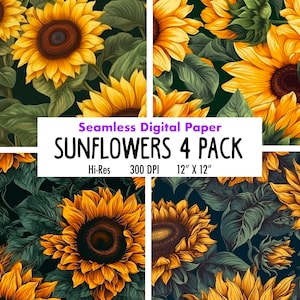 Seamless Sunflower Pattern, Commercial Use, Floral Botanical Digital Download, Tile Patterns | Instant Download sunflower floral Textile