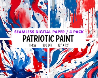 Patriot Red and Blue Watercolor Digital Paper patriotic watercolor textures instant download printable scrapbook paper for commercial use