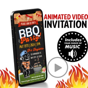 Animated bbq invitation bbq phone invite bbq party Invitation Electronic Invite, smartphone bbq sms invitation barbecue