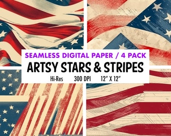 Patriot Red White Blue Stars 4th of July Digital Paper patriotic Background texture USA stars download seamless scrapbook paper commercial