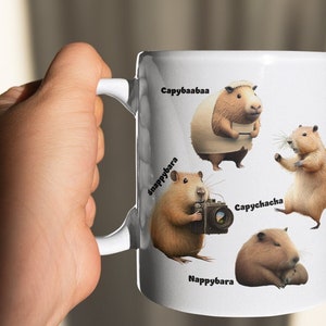 Capybara Punny Mug, Happybara, Capybaabaa, Snapybara, Nappybara, Capychacha, Capyllama, Capylaalaa, Snackybara, Cabbybara