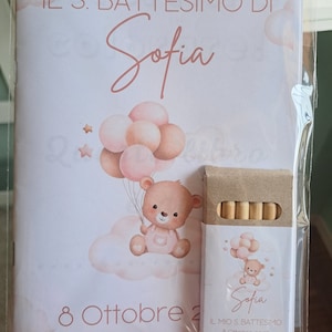 Kit Libretto da colorare + pastelli. Tema a scelta. Regali di fine festa di Compleanno, Battesimo, Comunione, Cresima, Matrimonio. Party kit