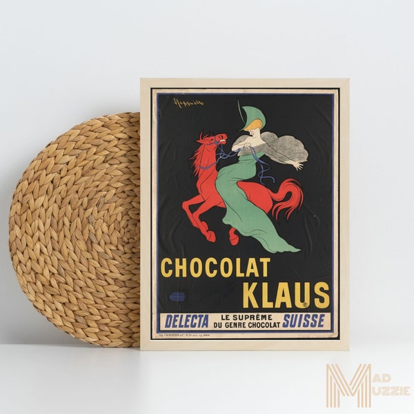 Chocolate Klaus 1903 Leonetto Cappiello Vintage Magazine Ad Print Victorian Lady Goddess Riding Red Horse