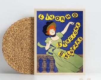 Livorno Stagione Balneare 1901 Leonetto Cappiello Retro Französisch Italienisch Vintage Kunstwerk Mary Poppins Themed Home Decor