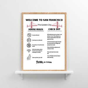San Francisco Airbnb Vrbo House Rules CheckOut Instructions Print Out - Digital Download Rental Information - California Rental Welcome PDF