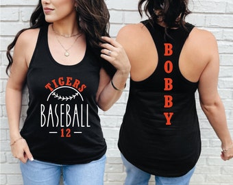 Custom Baseball Team Tank, Personalized Baseball Crop Top, Baseball Mom Tank, Baseball Numbers Racerback, Baseball Womens V-Neck,BP