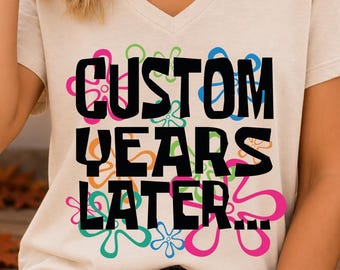 Custom Age Birthday VNeck Shirt, Years Later Birthday V-Neck Tshirt, Bikini Atoll Theme Birthday VNeck, Birthday Gift for Her