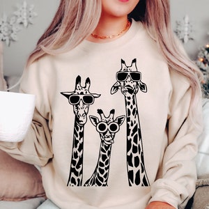 Giraffe With Glasses Sweatshirt, Giraffe Hoodie, Zoo Animal Sweatshirt, Giraffe Lover Gift, Crewneck Sweatshirt For Men Women