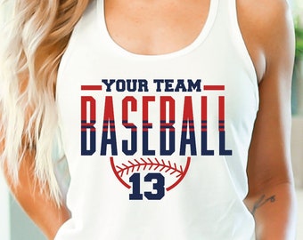 Custom Baseball Tank Women, Your Team Baseball Tank Tops, Baseball Team Tank, Women Racerback Tank Tops, Baseball Mom Racerback