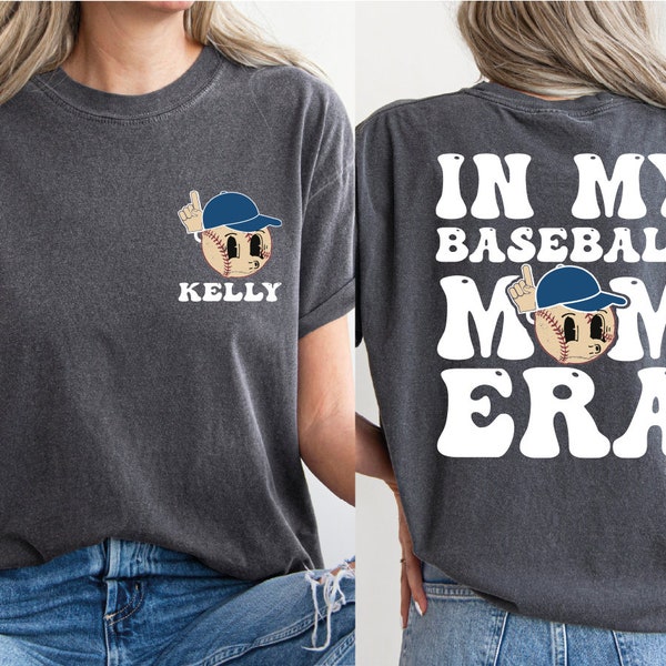 Personalized Baseball Mom Shirt, Comfort Colors In My Baseball Mom Era Shirt, Baseball Name Tshirt, Baseball With Hat Tee, Baseball Mom Tee