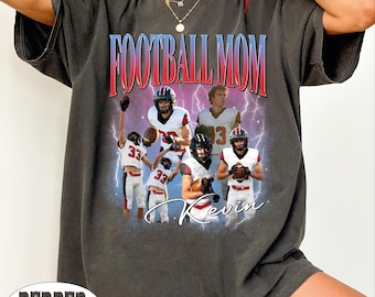Personalized Football Mom Bootleg Shirt, Custom Player Photo Football Tee,