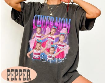 Personalized Cheer Mom Shirt, Custom Photo Cheer Mama Tshirt