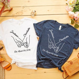 Personalizable Name and Date Valentines Day Couple Tshirt, Lovers Matching Valentines Day Shirt, Custom Name and Date Valentines Day Tshirt