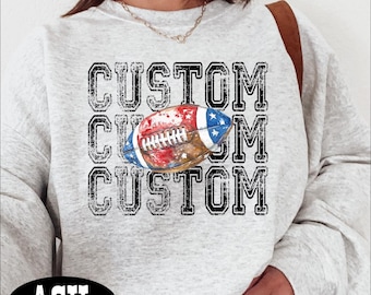 Personalized American Flag Football Mascot Sweatshirt, Custom Mascot Football Hoodie, School Spirit Gift