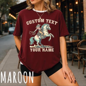 Custom Western Shirt for Women, Personalized Cowgirl Tshirt, Country Concert Tee, Vintage Style Comfort Colors Shirt, Girls Trip Tshirt Gift image 4