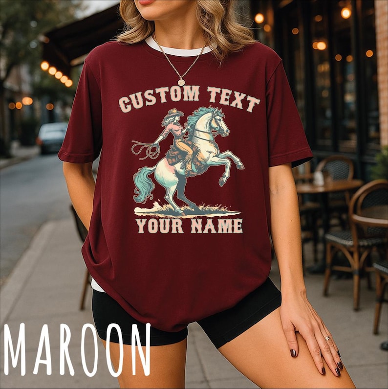 Custom Western Shirt for Women, Personalized Cowgirl Tshirt, Country Concert Tee, Vintage Style Comfort Colors Shirt, Girls Trip Tshirt Gift image 4
