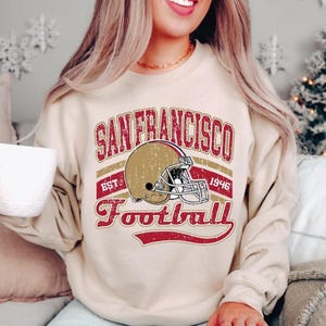 San Francisco Sweatshirt, San Francisco Football Sweater, Vintage Style San Francisco Football Hoodie, Football Crewneck Sweatshirt