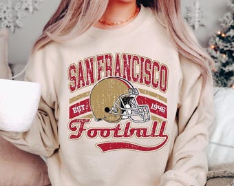 San Francisco Sweatshirt, San Francisco Football Sweater, Vintage Style San Francisco Football Hoodie, Football Crewneck Sweatshirt