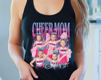 Camiseta sin mangas personalizada para animadoras, camiseta sin mangas personalizada para animadoras con foto, top corto para el día del juego con tus propias fotos como animadora, camiseta con espalda cruzada personalizada para mamá