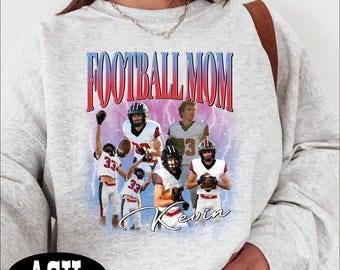 Personalized Football Mom Bootleg Sweatshirt, Custom Player Photo Football Hoodie