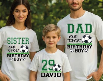 Custom Birthday Boy Soccer Shirt, Matching Family Sports Tshirt, Custom Soccer Name and Number Tee, Adult Youth Toddler Soccer Player Shirt