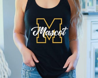 Custom Mascot Tank Top, School Spirit Tank Top, Personalized Tank Top, Women Racerback Tank Tops, Custom Sports Tank Top, Women Tank Top