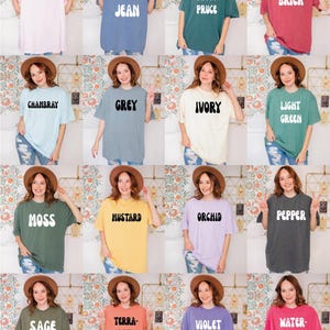 a group of women wearing different colored shirts