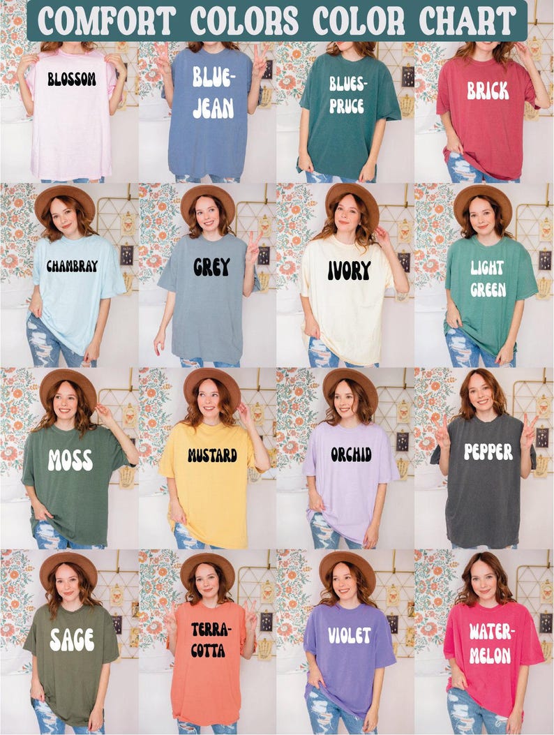 a group of women wearing different colored shirts