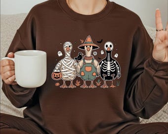 Boo Ghost Goose Sweatshirt, Halloween Skeleton Sweater, Halloween Goose Hoodie,