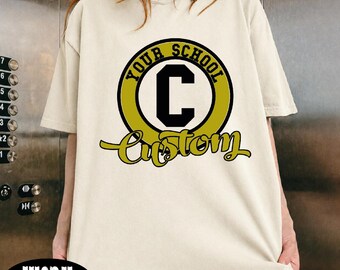 Personalized School Spirit Shirt, Custom School Name Tee, Custom Letter Mascot Shirt