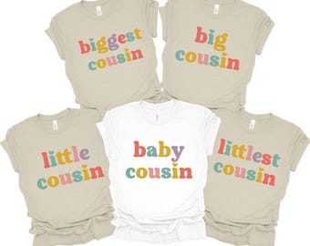 Custom Big Cousin Shirt, Baby Announcement Tshirt, Personalized Matching Cousin Tee, Biggest Cousin Tshirt, Little Cousin Shirt, Toddler Tee