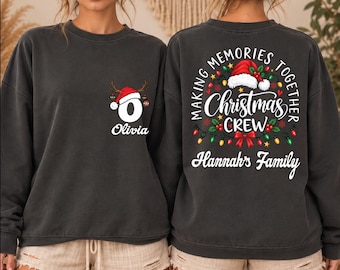 Custom Family Christmas Sweatshirt: Two-Sides Family Name Christmas Adult, Kids Sweater, Christmas Party Family Trip Matching Pajamas,BP