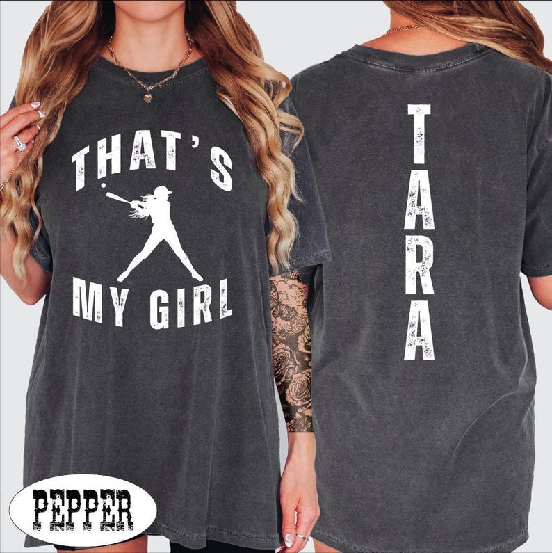 That's My Girl Softball Shirt, Custom Baseball Mom Tshirt, BP image 2