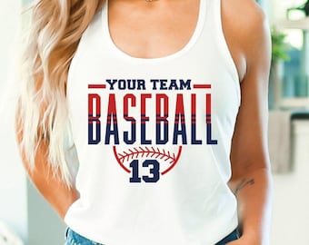 Custom Baseball Tank Women, Your Team Baseball Tank Tops, Baseball Team Tank, Women Racerback Tank Tops, Baseball Mom Racerback