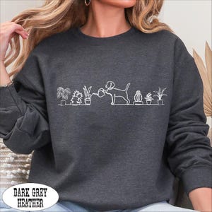 Dog And Plant Sweatshirt, Dog Watering Plants Sweater, Plant Lover Hoodie, Plant Lady Sweatshirt, Dog Mom Sweatshirt, Dog Lover Gift image 2