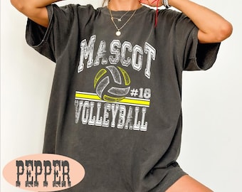Custom Mascot Name Volleyball Shirt, Teacher Coach Tshirt, Personalized Number Tee, Volleyball Game Day Tshirt, Mascot School Name Shirt