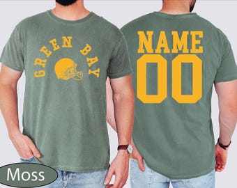 Green Bay Football Front and Back Shirt, Custom Name and Number Green Bay Shirt, Green Bay Game Day Tshirt, Green Bay Fan Gift Tees, BP