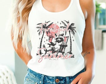 Feral Girl Summer Tank Top, Opossum Tank, Raccoon Tank, Funny Meme Tank Top, Feral Tank Top, Women Racerback Tank Tops, Sarcastic Tank Top