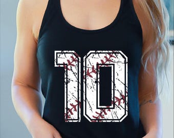 Custom Baseball Number Tank Top, Personalized Baseball Tank Top, Baseball Mom Racerback, Baseball Mama Tank Top, Women Racerback Tank Tops