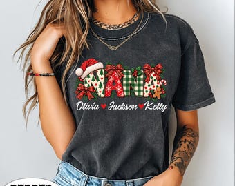 Christmas Nana Shirt, Personalized Grandkids Names Tee, Nana Christmas Shirt, Grandma Christmas Gift
