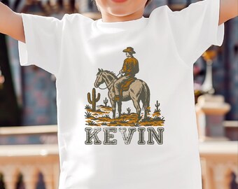 Custom Cowboy Shirt, Western Cowboy with Horse Tshirt, Personalized Name Tee, Birthday Party Shirt, Horse Lover Tshirt